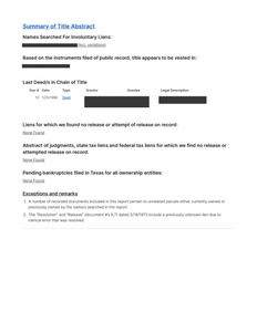 Property Title Abstract Example Title Abstract Report – Level